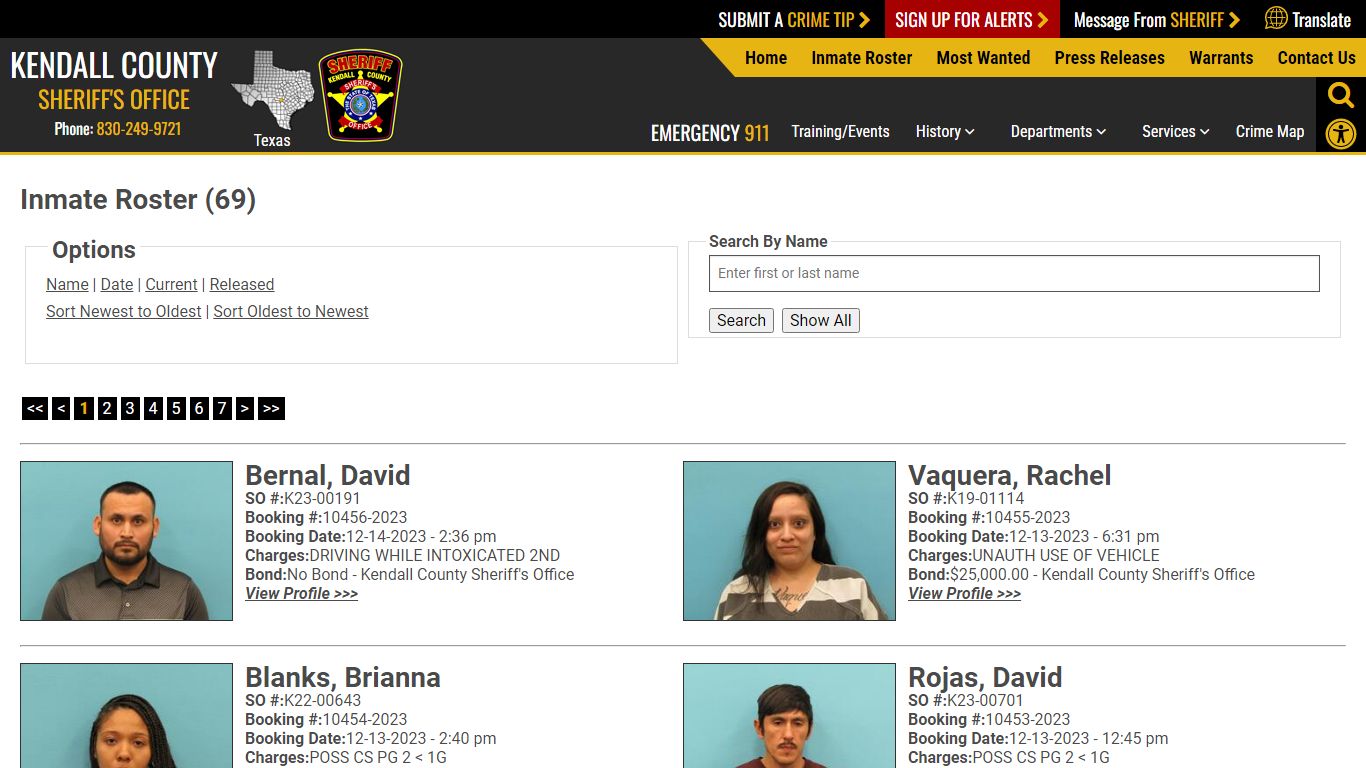 Inmate Roster - Current Inmates Booking Date Descending - Kendall ...